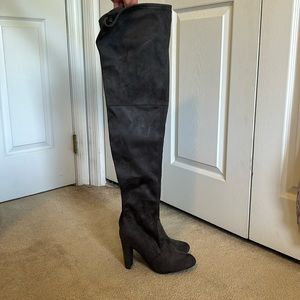Grey over the knee boots